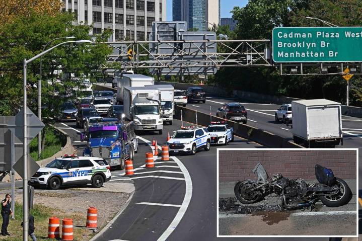 Off-duty NYPD cop killed in fiery NYC motorcycle crash after being struck by box truck