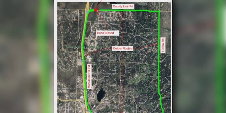 Stretch of County Line Road closed in Monument for repairs following heavy rain
