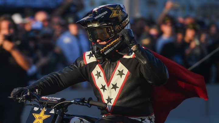 Colby Raha sets new motorcycle jump record at Sturgis Thunderdome