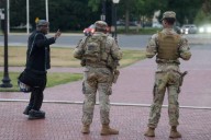 Armed National Guard patrolling D.C.