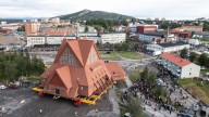 Entire 672-tonne Swedish church begins 2-day $1bn journey being moved WHOLE across city to avoid being swallowed by mine