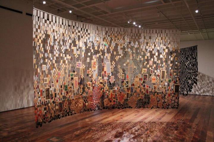 'Through the Veil' exhibition at Sarasota Art Museum an immersive labyrinth of mixed media hanging assemblages