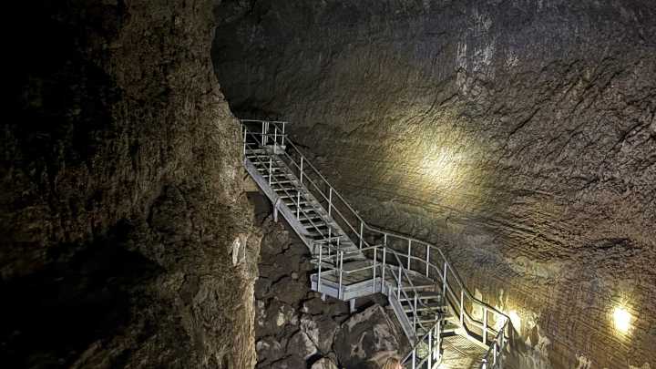 Hike a mile deep into ancient lava flow at Lava River Cave