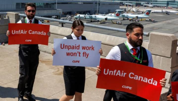 Por huelga de auxiliares de cabina, Air Canada suspende todos sus vuelos
