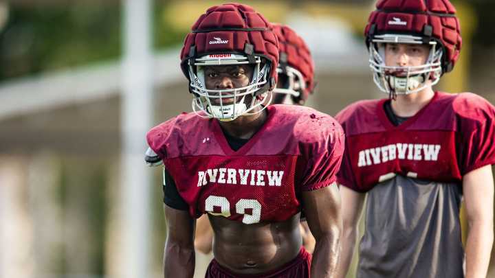 Riverview football practices in preparation of the 2025 season