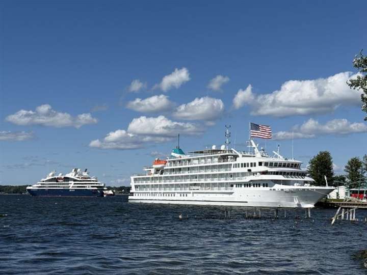 Two cruise ships make rare simultaneous stop in Muskegon, bringing 349 tourists