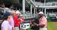 Order on the tee: Ralph Stokes makes sure the day starts well at East Lake