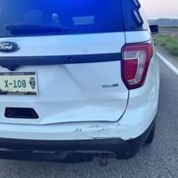 Illinois State Police squad car struck on Illinois 34