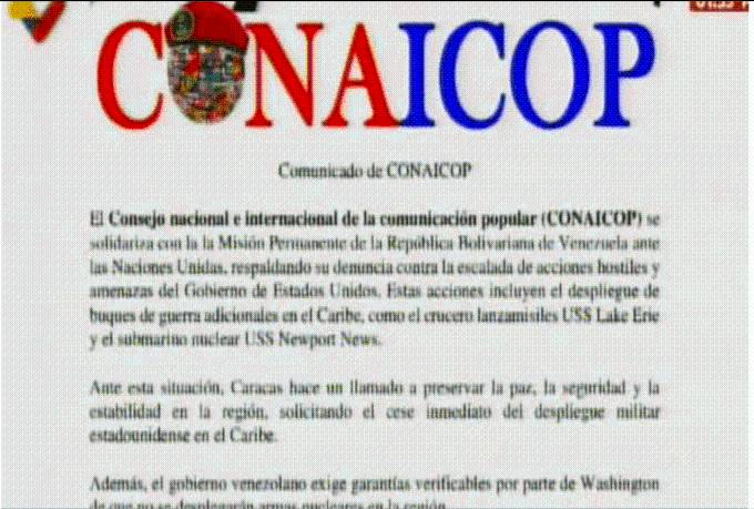 Consejo de Comunicadores Populares rechaza agresión de EE. UU. contra Venezuela