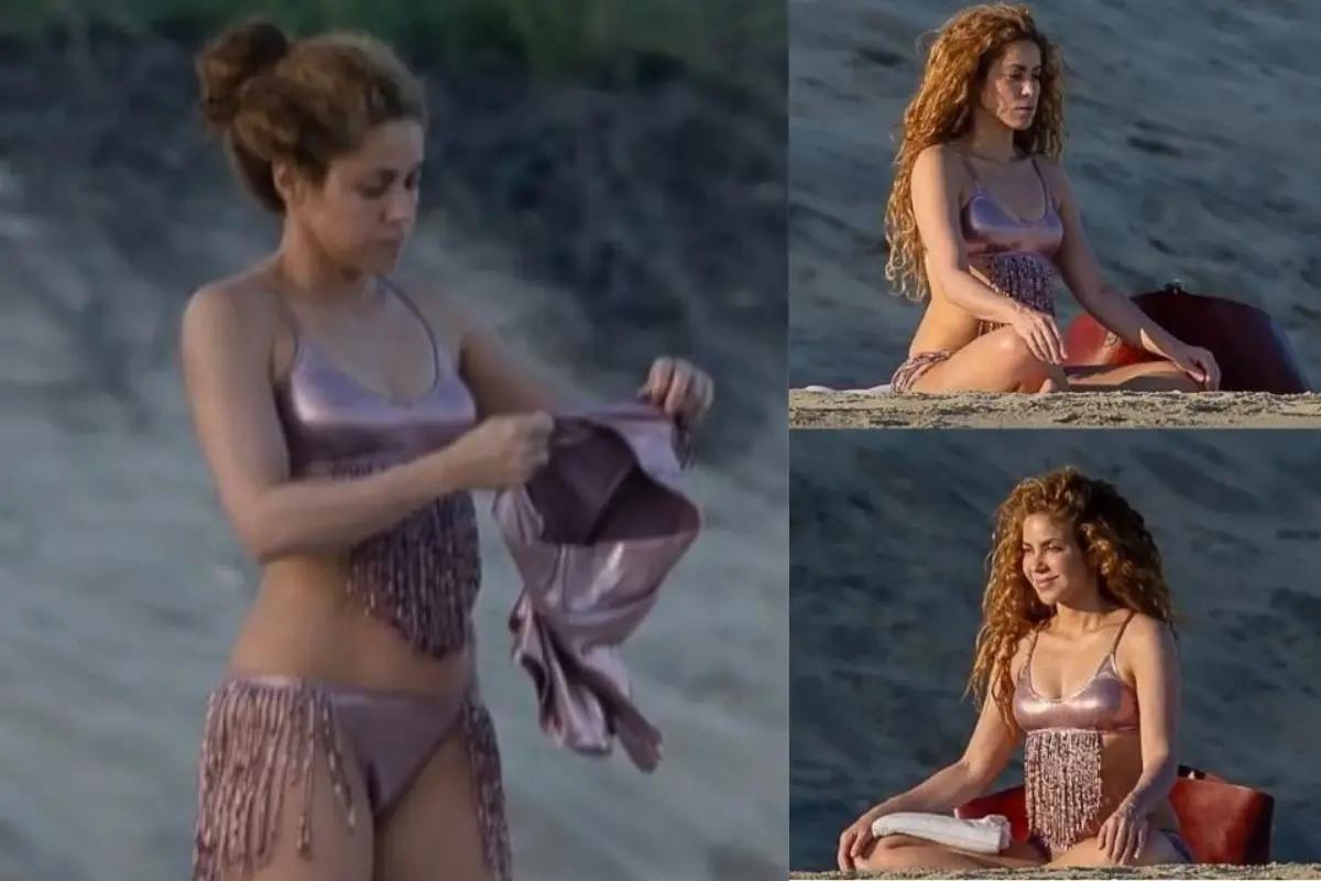 Shakira deslumbra en bikini metálico rosa en Los Cabos