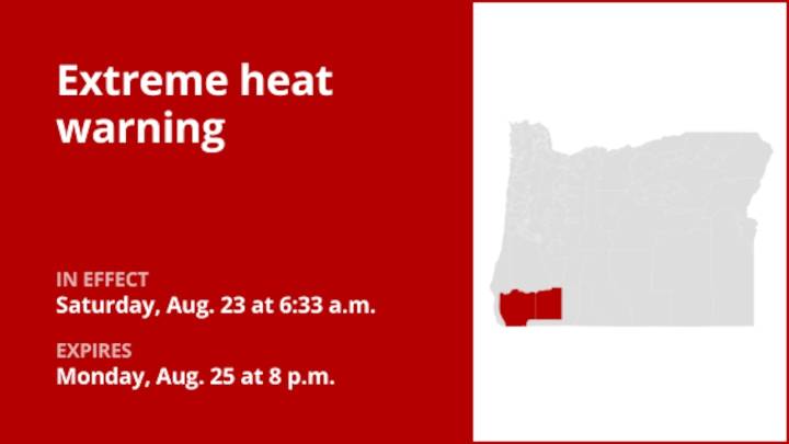 Extreme heat warning affecting Eastern Curry County and Josephine County and Jackson County until Monday evening