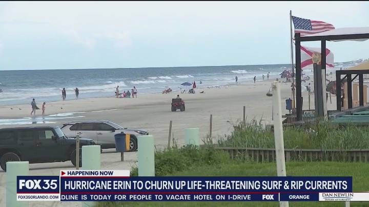 Dangerous rip currents at Florida beaches from Hurricane Erin