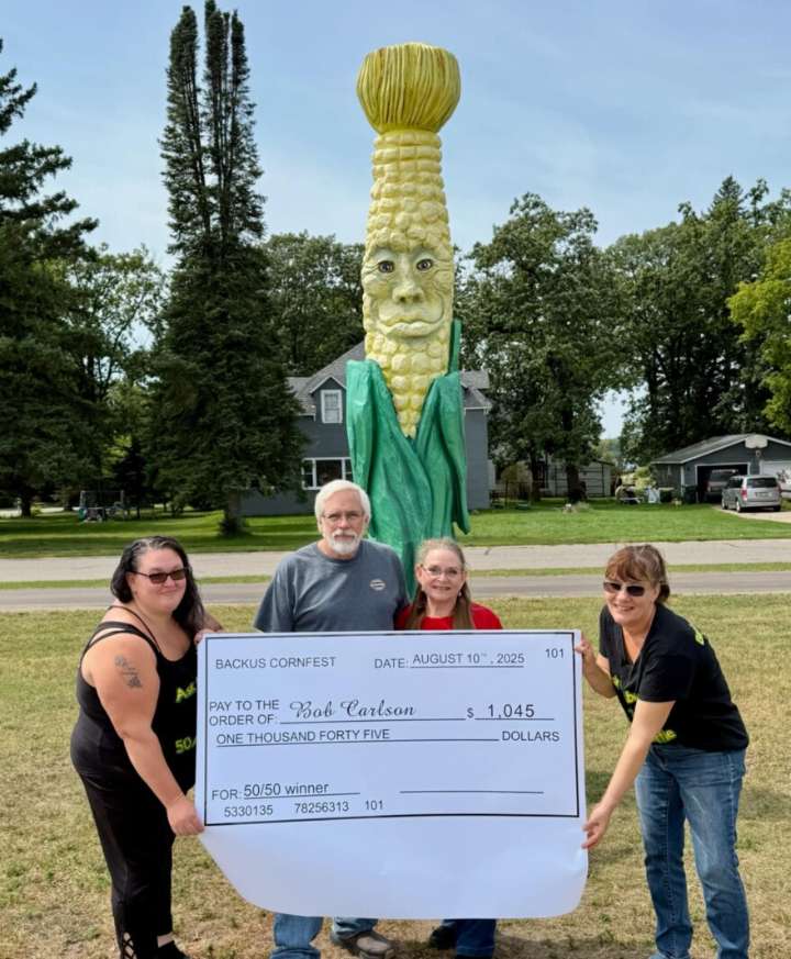 Bob Carlson wins Backus Cornfest 50/50 raffle