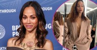 Zoe Saldaña Turns Heads in Braless Structured Menswear Look: See Photo