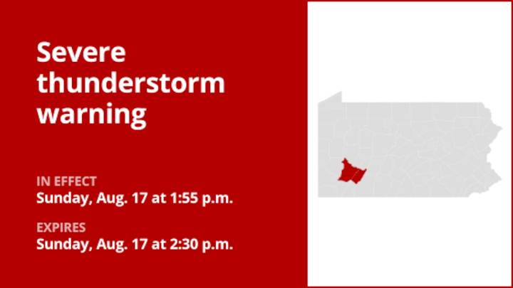 Update: Damaging winds anticipated with thunderstorms in Westmoreland County Sunday