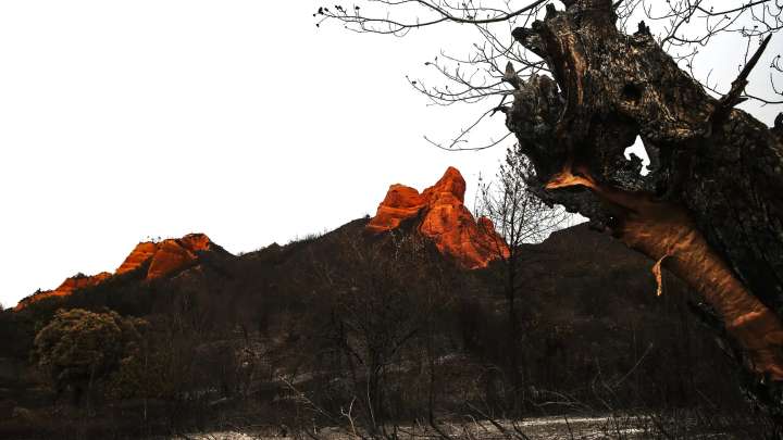 El paisaje desolador en Las Médulas tras el incendio