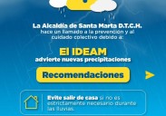 Alcaldía de Santa Marta reitera medidas preventivas tras pronósticos de lluvias este fin de semana