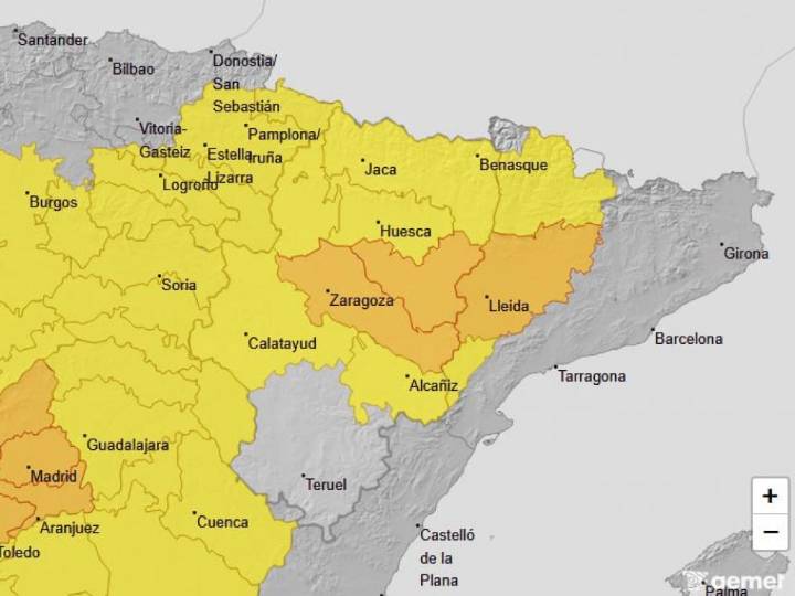 Aviso amarillo  por temperaturas máximas en el Bajo Aragón este sábado