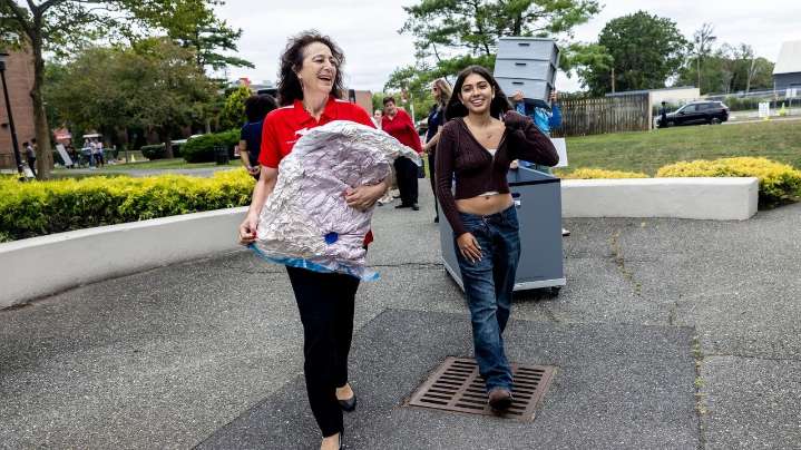 Stony Brook University freshmen celebrate move-in day, as new president Andrea Goldsmith takes the helm