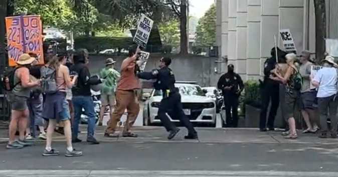 Protest at Eugene Federal Building escalates as DHS Agents get physical with demonstrators