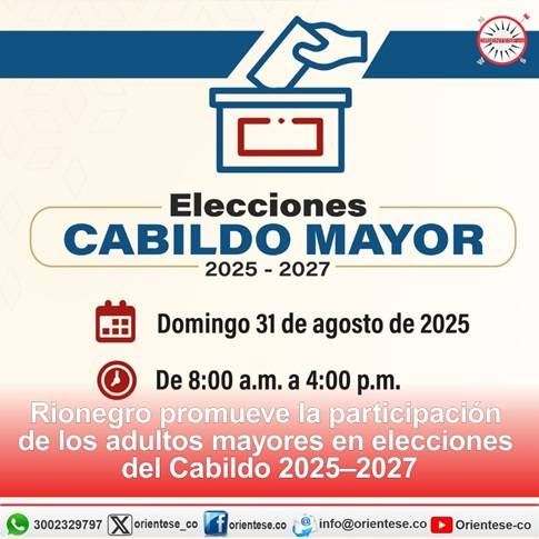 Mañana los adultos mayores de Rionegro participarán de las elecciones del Cabildo 2025