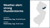 Update: Thunderstorms with pea-sized hail in 3 N.J. counties Wednesday – gusts up to 40 mph