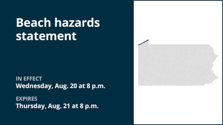 Beach hazards statement in place for Northern Erie for Wednesday and Thursday