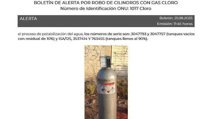 Alertan por robo de cinco cilindros de gas Cloro en Querétaro