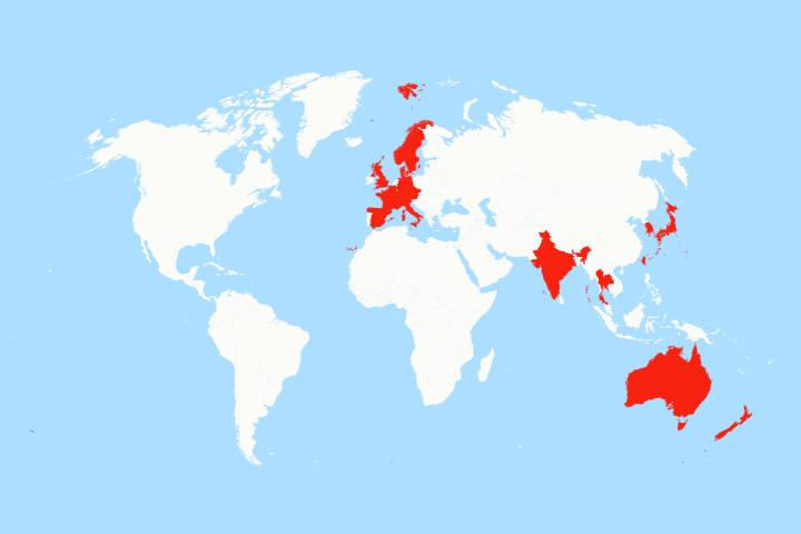 Map Shows Countries Suspending Postal Service to United States