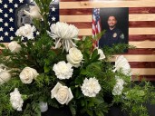 Fallen officer Eric Estrada's brother and daughter speak at funeral service
