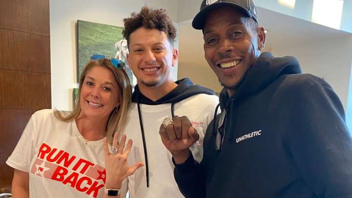 Patrick Mahomes' mom Randi gets emotional after spotting late mother in new Kansas City Chiefs doc