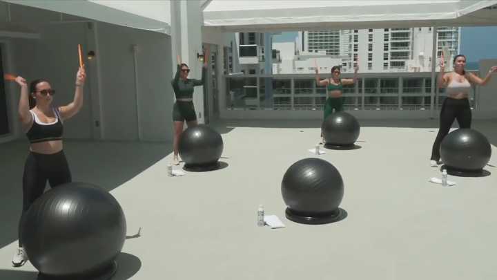 Work up a sweat while making a beat during The Finesse Experience’s cardio drumming class at Andaz Miami Beach