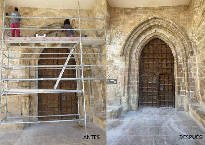 Termina la restauración de la portada de la Virgen de la Carrasca en Bordón
