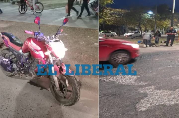 Una familia cayó de la moto tras derrapar por combustible en el asfalto