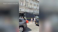 Awning collapses and blocks entrance to subway station in Brooklyn