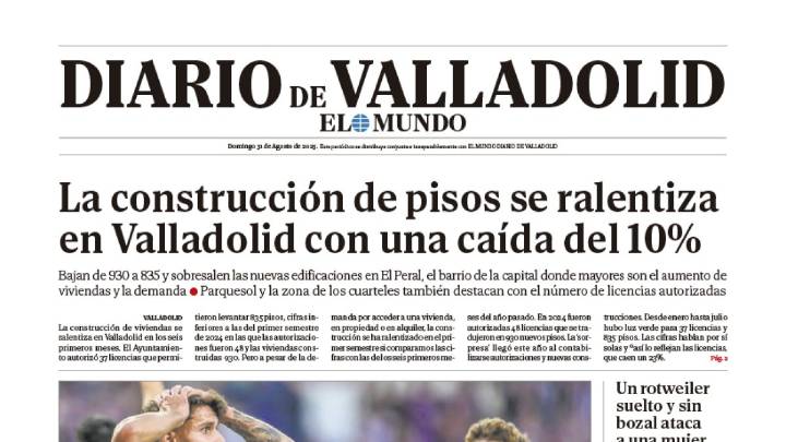 Portada de Diario de Valladolid del 31 de agosto de 2025