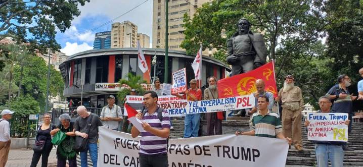 (VIDEO) La izquierda que se opone al gobierno de Maduro protestó por amenaza militar de EEUU contra Venezuela