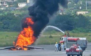 Aeronave se incendia durante aterrizaje en Cuernavaca