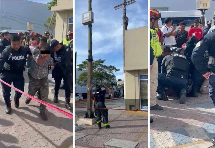 Autoridades rescatan a sujeto de la azotea del Centro de Playa del Carmen