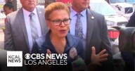 Mayor Karen Bass responds to immigration operation outside Gov. Newsom's L.A. press conference