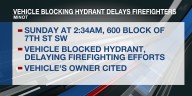 Vehicle blocking hydrant delays firefighting efforts