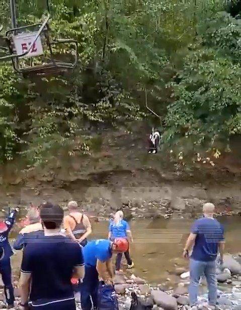 Chairlift collapses in Russia plunging riders into a lake and the ground injuring 10