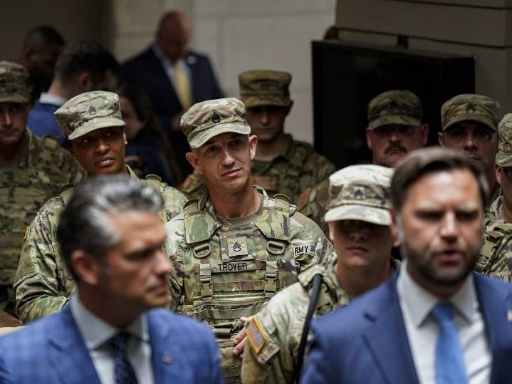 Top White House officials visit troops amid tensions in D.C.