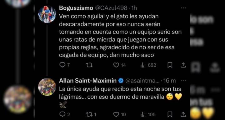 Allan Saint-Maximin responde con todo a aficionado que acusó al América de “robo”
