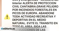 Asturias, Cantabria y Castilla y León envían una alerta a los móviles para evitar actividades en los Picos de Europa
