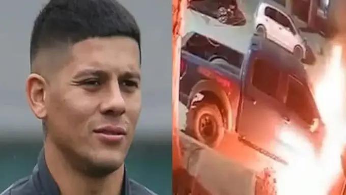 Encapuchado roció con nafta e incendió camioneta de $ 100 millones de Marcos Rojo