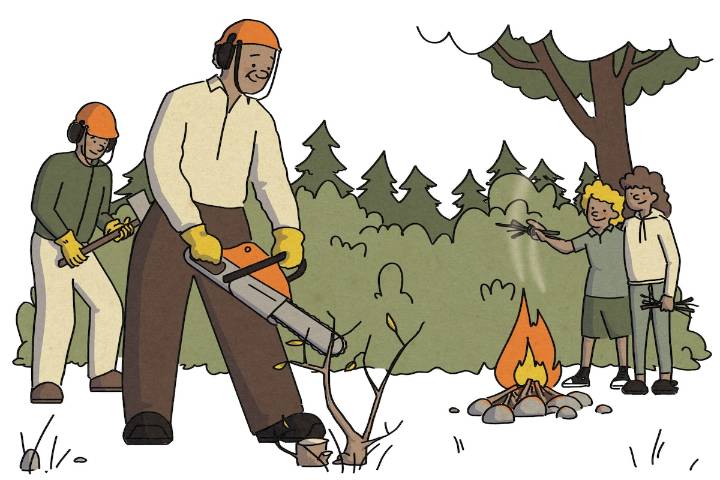 Our cottage chainsaw crew has one leader (and I’m in no hurry for my turn)