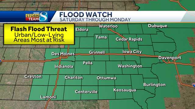 Flood watch issued for parts of Iowa this weekend