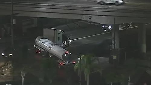 2 armed carjackers still on the loose after wild chase across Los Angeles area in tanker truck