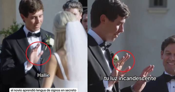 “Estoy llorando con esto”: Joven aprende lengua de señas para decirle sus votos a su novia en la boda
